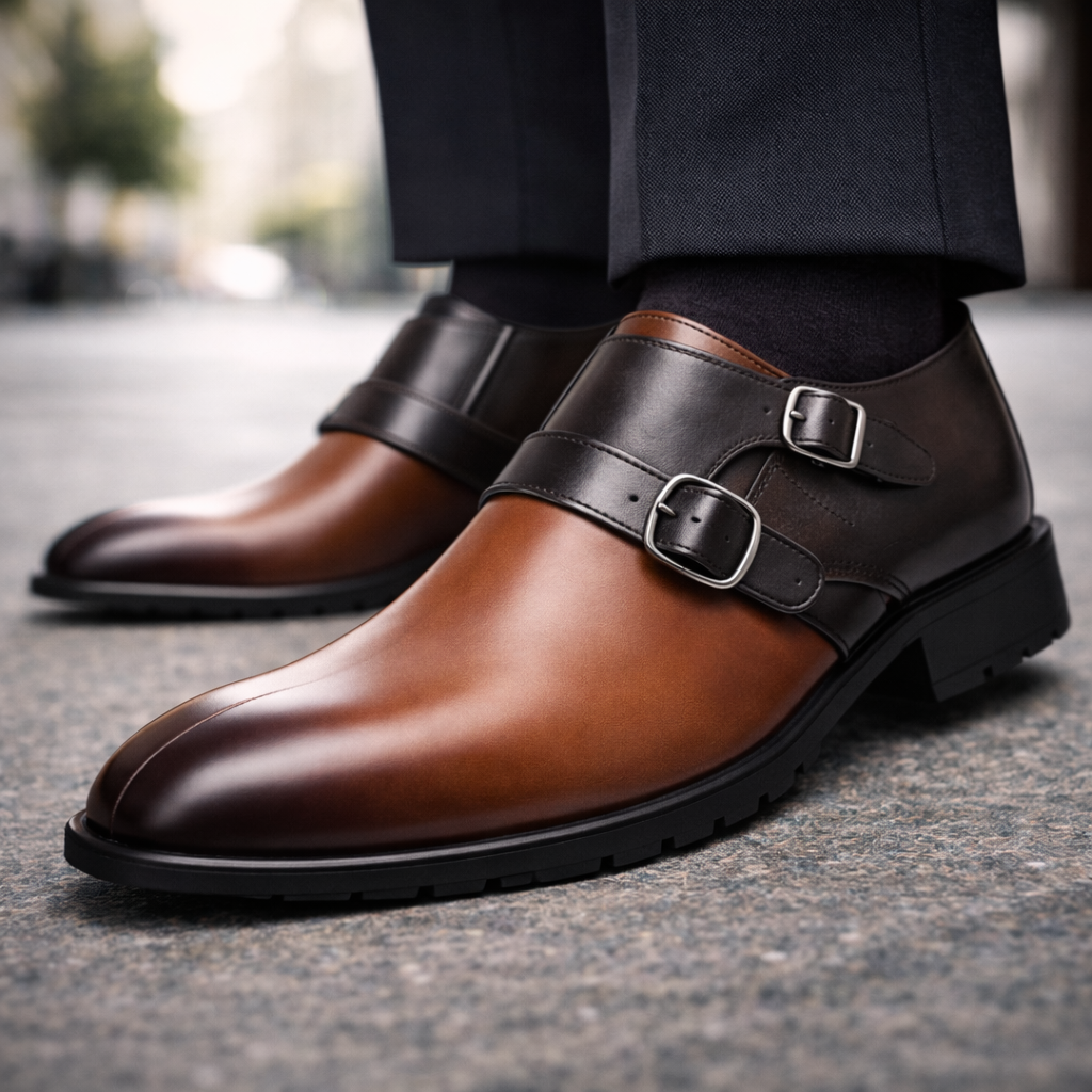Men's Italian Leather Monk Strap Dress Shoes | Santino