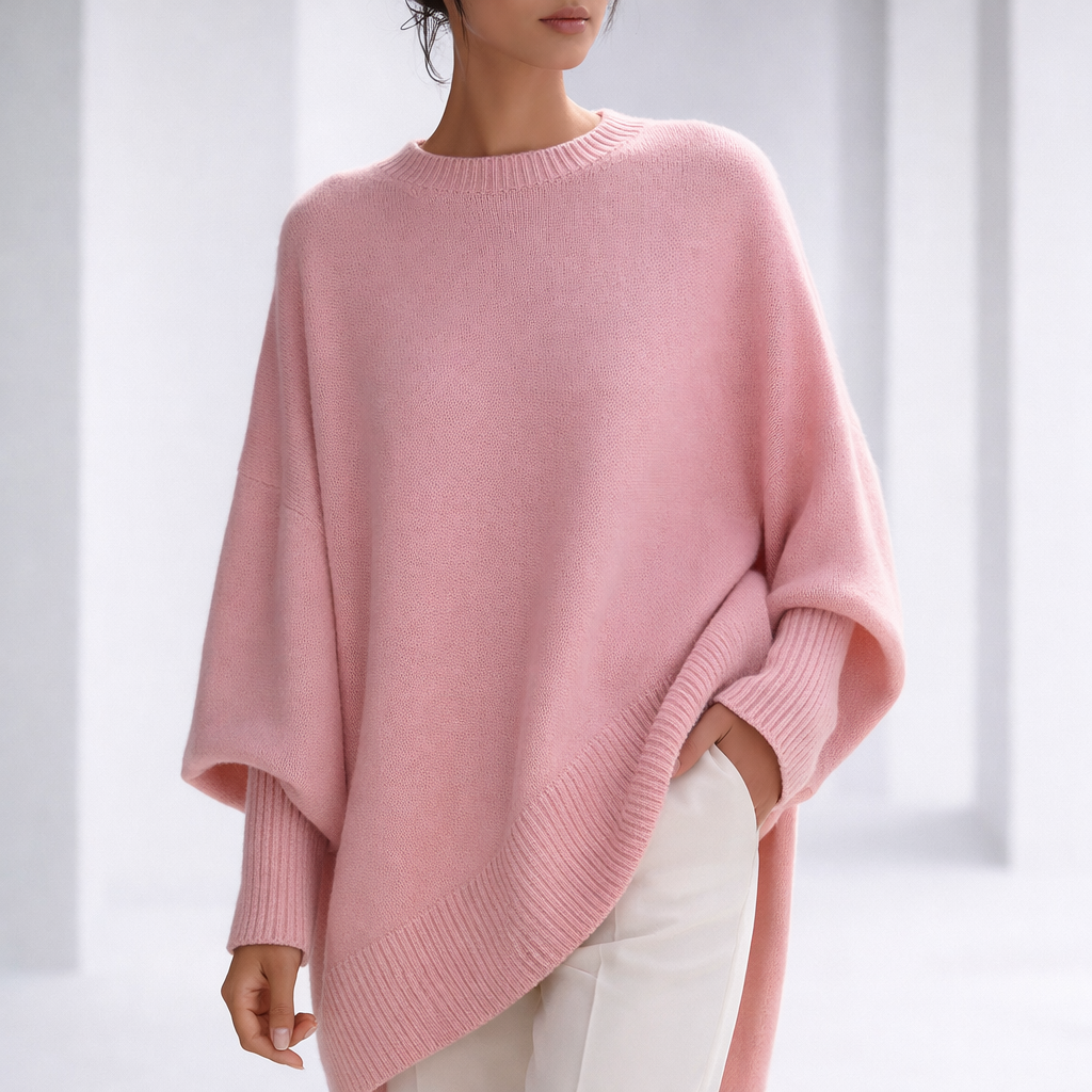 Women's Cashmere Relaxed Sweater with Ribbed Cuffs | Savona