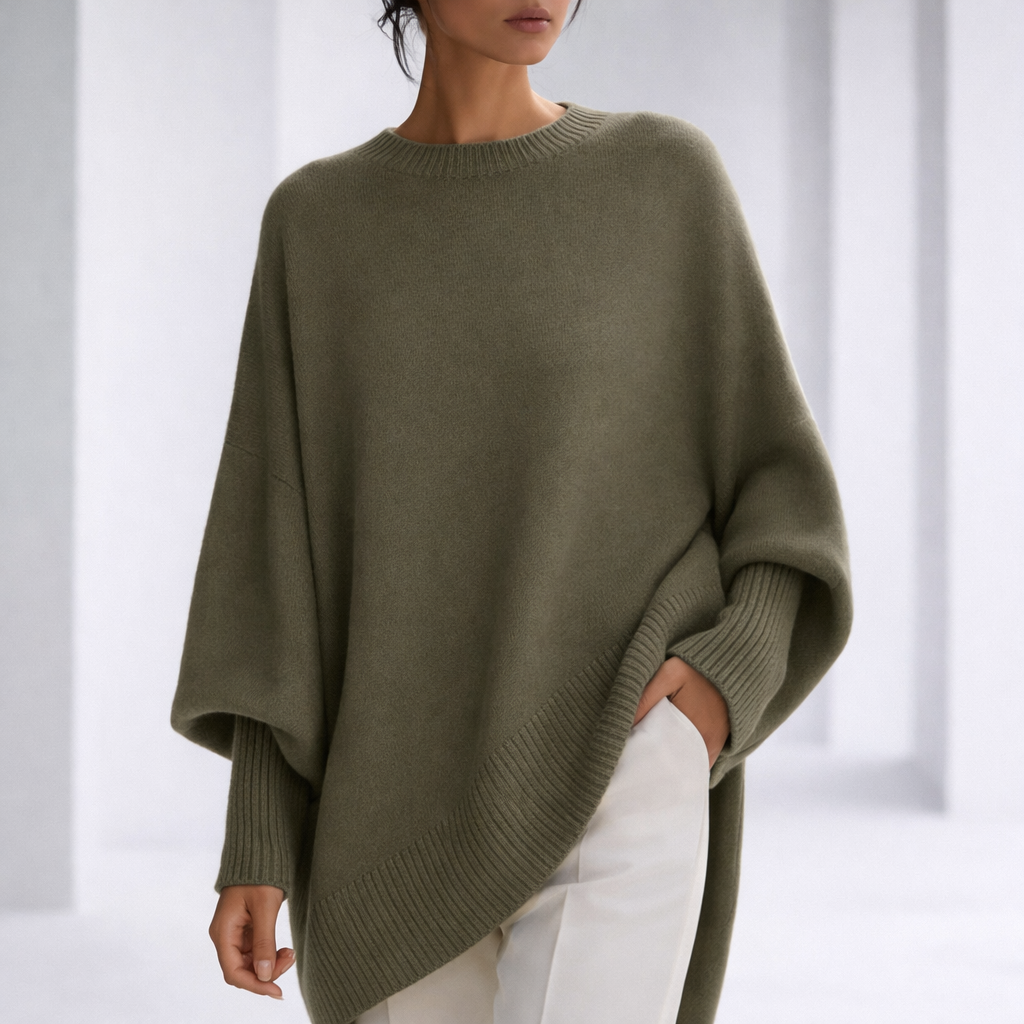 Women's Cashmere Relaxed Sweater with Ribbed Cuffs | Savona