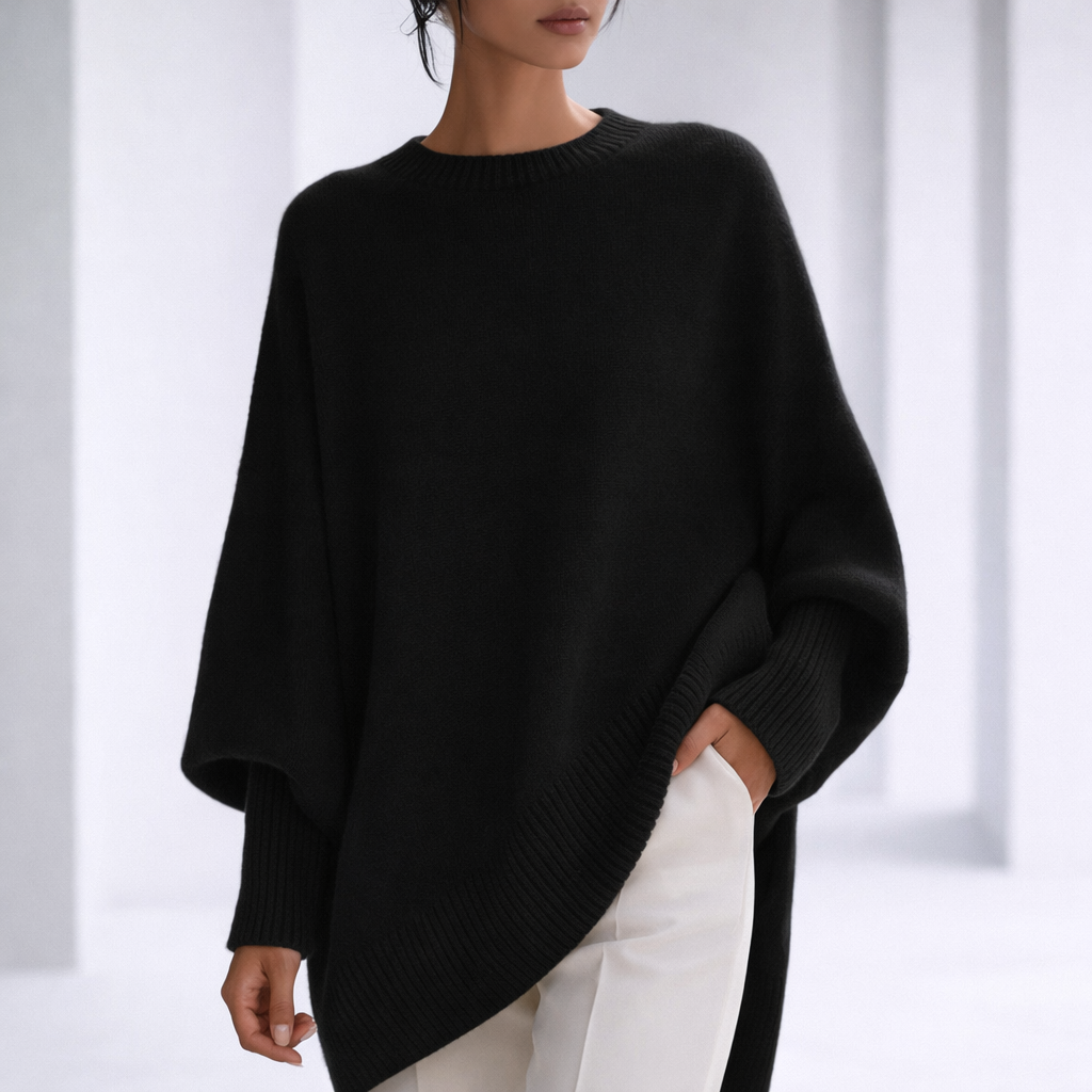 Women's Cashmere Relaxed Sweater with Ribbed Cuffs | Savona