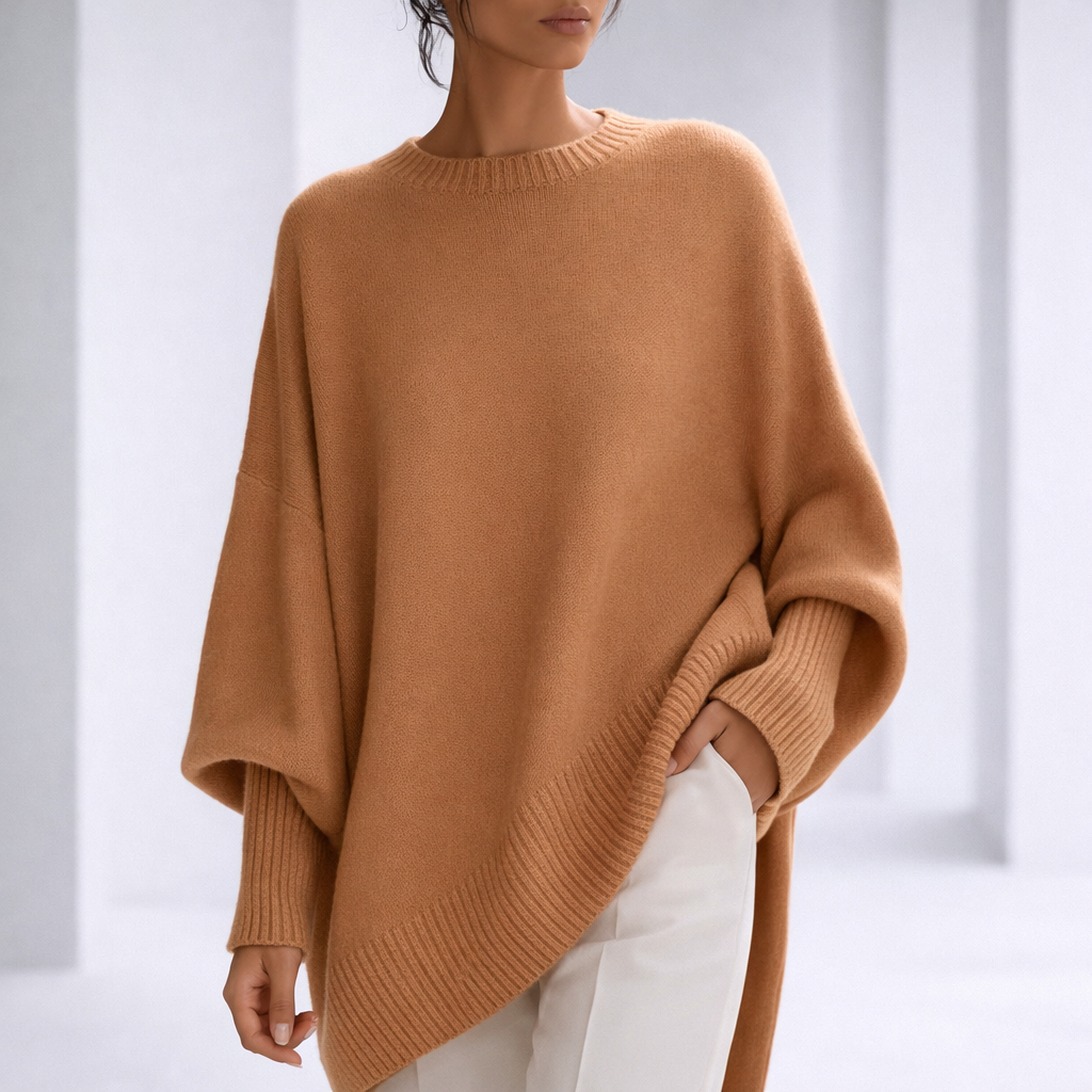 Women's Cashmere Relaxed Sweater with Ribbed Cuffs | Savona