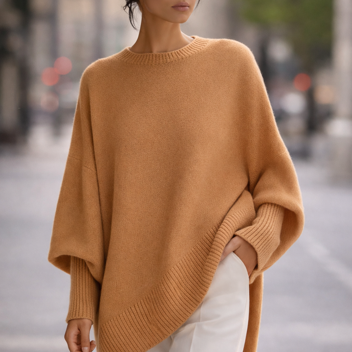 Women's Cashmere Relaxed Sweater with Ribbed Cuffs | Savona