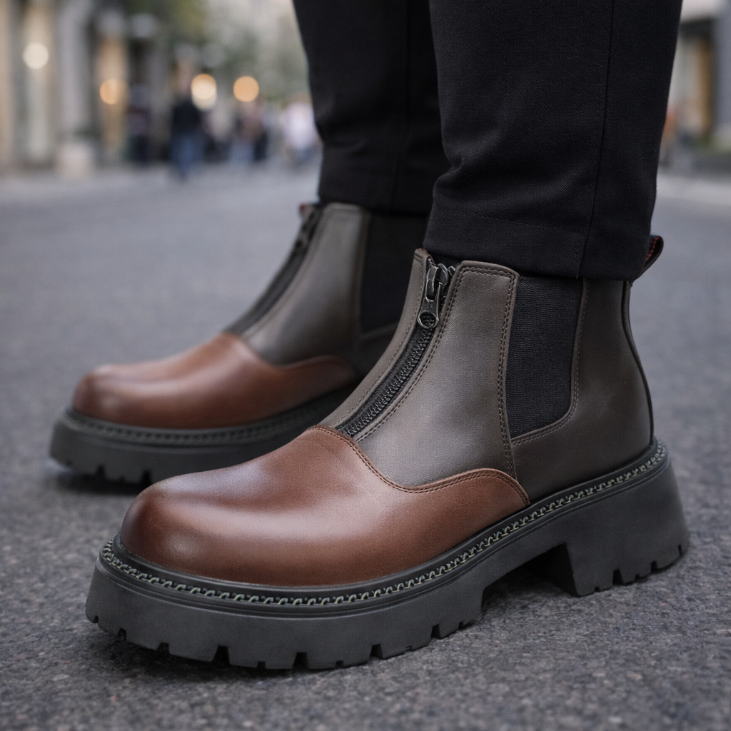 Men's Leather Boots with Zipper | Savoni