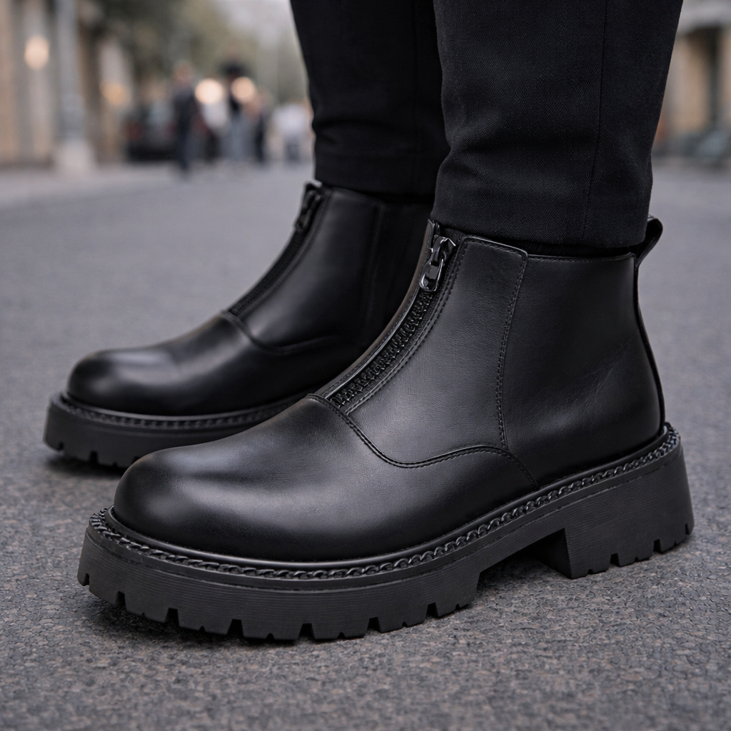 Men's Leather Boots with Zipper | Savoni