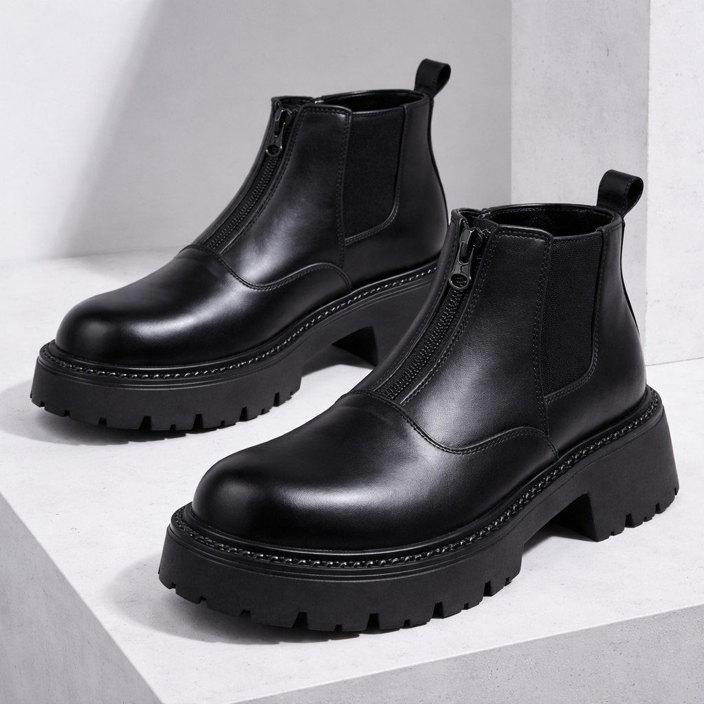 Men's Leather Boots with Zipper | Savoni