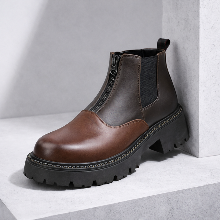 Men's Leather Boots with Zipper | Savoni
