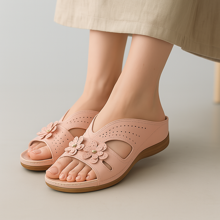 Floral Leather Sandals – Women's Slip-On | Savona