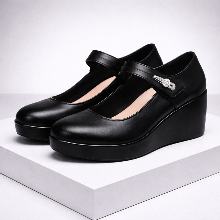 Avelin Women's Italian Leather Platform Shoes with Silver Accent