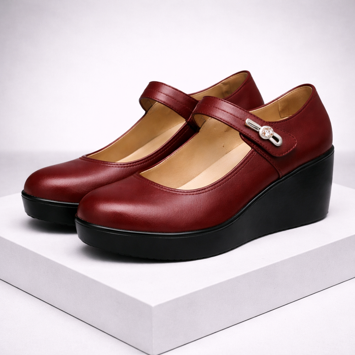 Avelin Women's Italian Leather Platform Shoes with Silver Accent