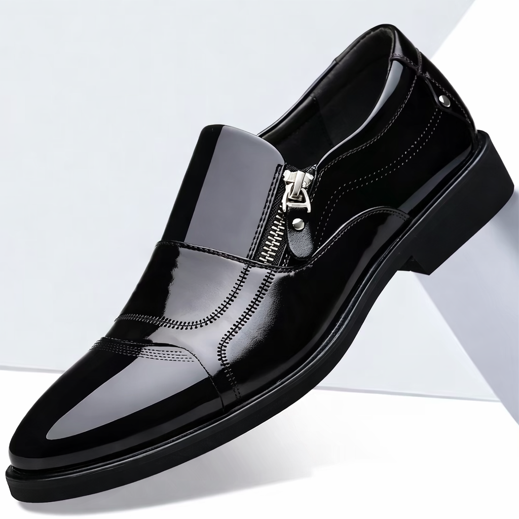 Savonti Men's Leather Side-Zip Shoes