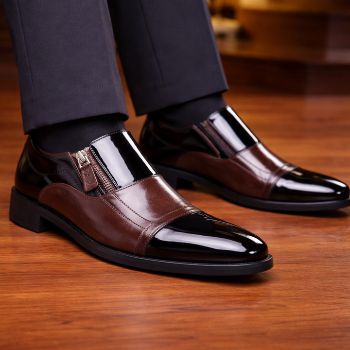 Savonti Men's Leather Side-Zip Shoes