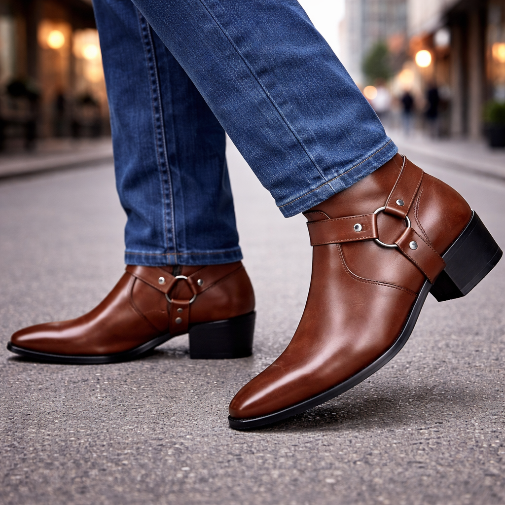 Savonti Men's Leather Harness Boots