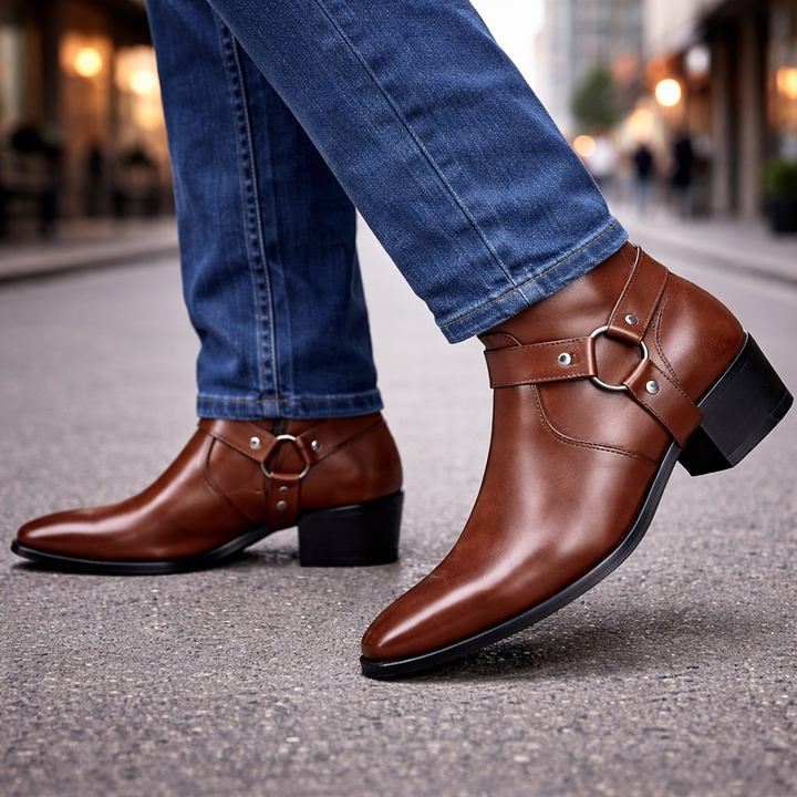 Savonti Men's Leather Harness Boots