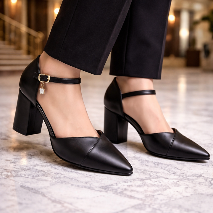 Leather Block Heel Pumps – Women's Pointed Toe Heels | Avelin