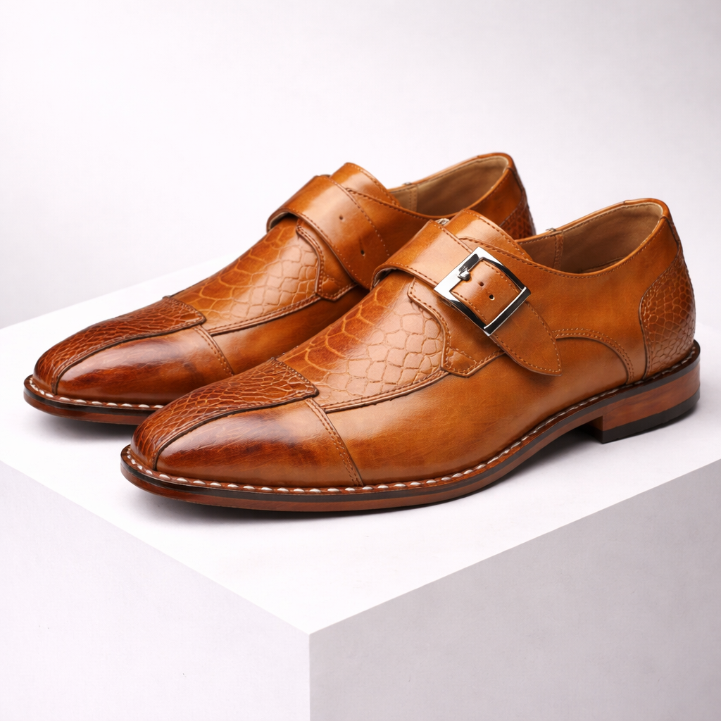 Savonti Monk Strap Leather Shoes