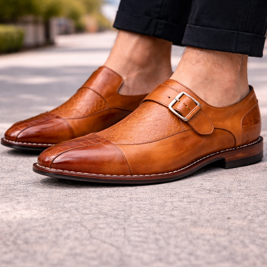 Savonti Monk Strap Leather Shoes