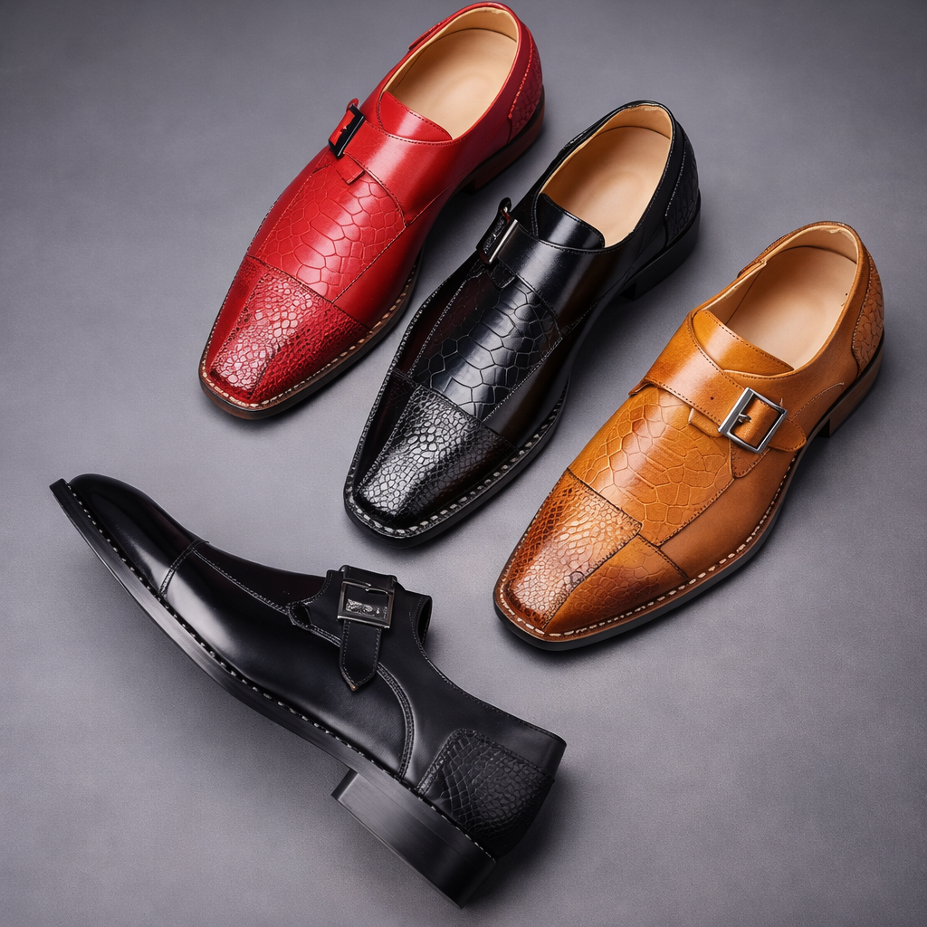 Savonti Monk Strap Leather Shoes