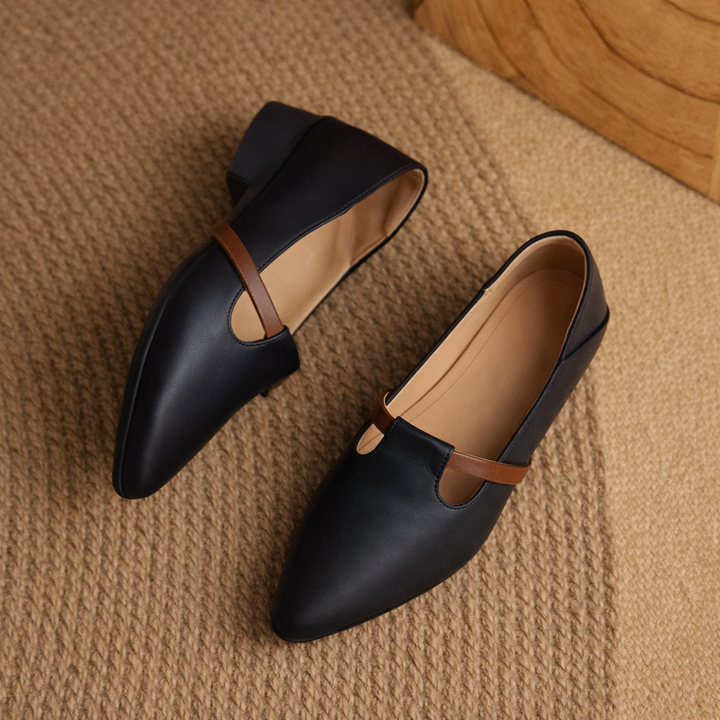 Avelin Women's Genuine Leather Gold Accent Flats
