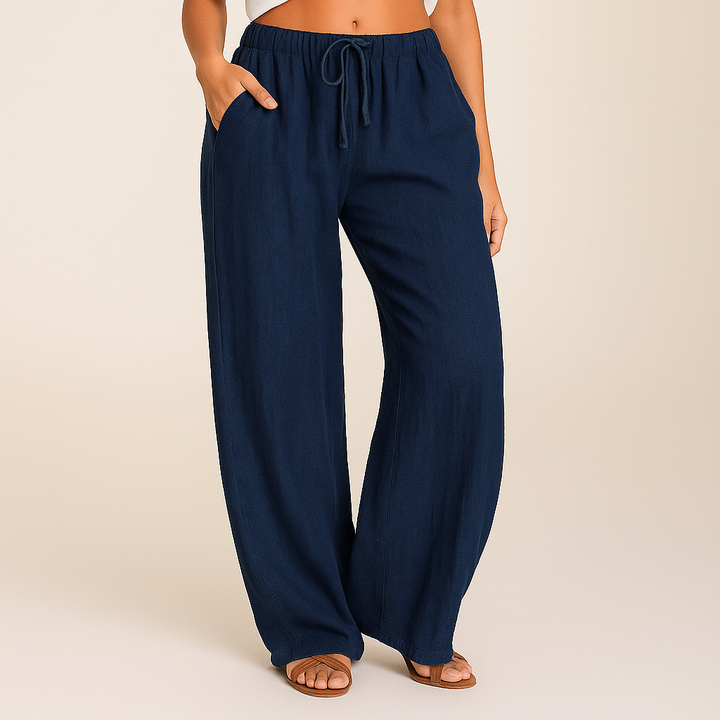 Linen Pants – Women's Drawstring Wide-Leg Trousers | Savona
