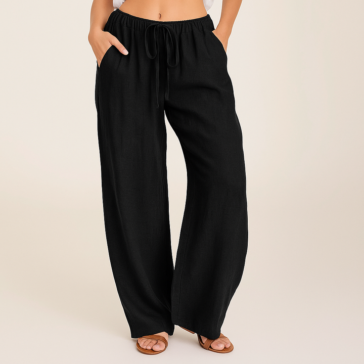 Linen Pants – Women's Drawstring Wide-Leg Trousers | Savona