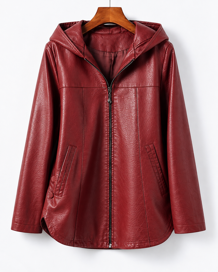 Avana Genuine Leather Hooded Jacket