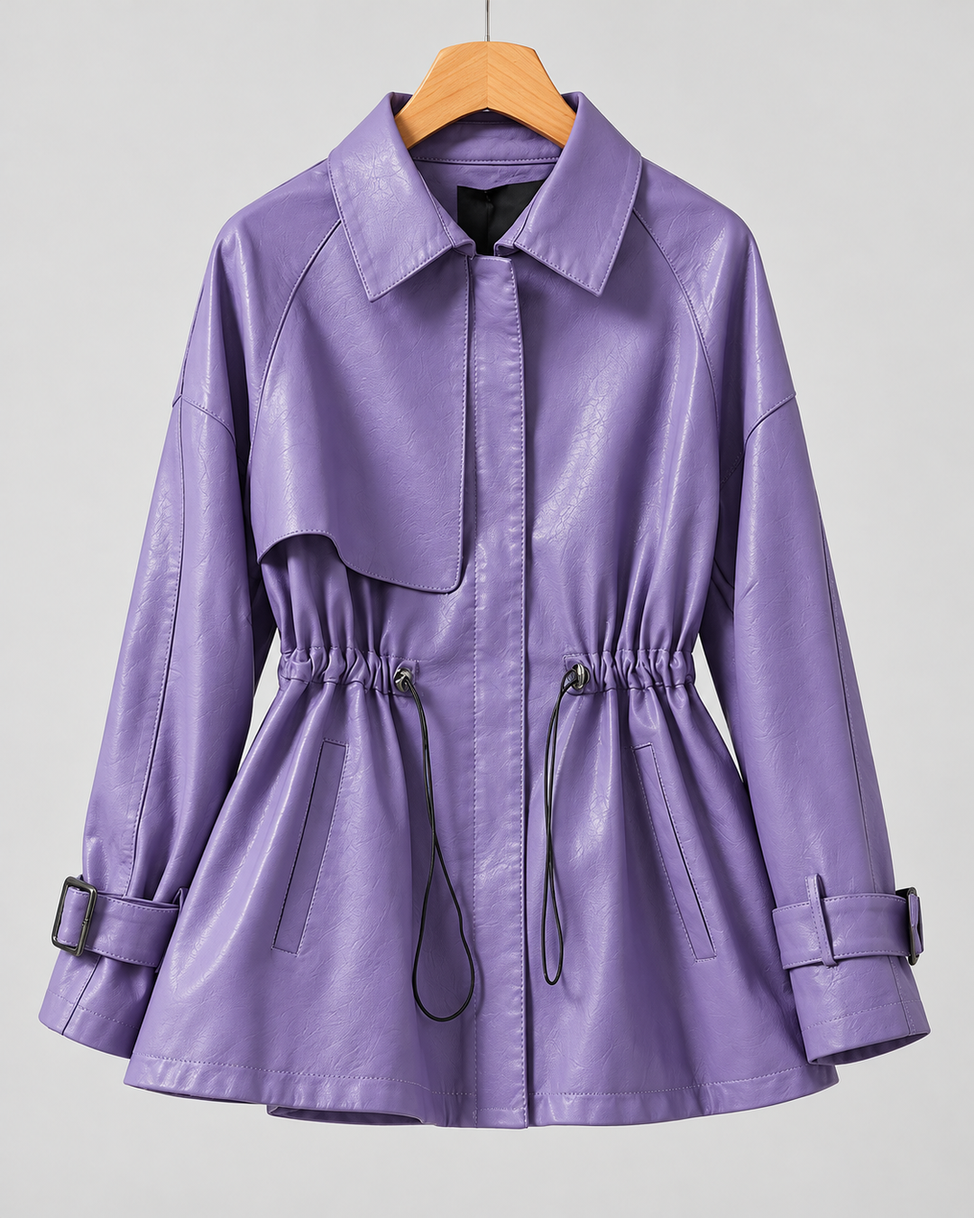 Valeria Genuine Leather Drawstring Jacket