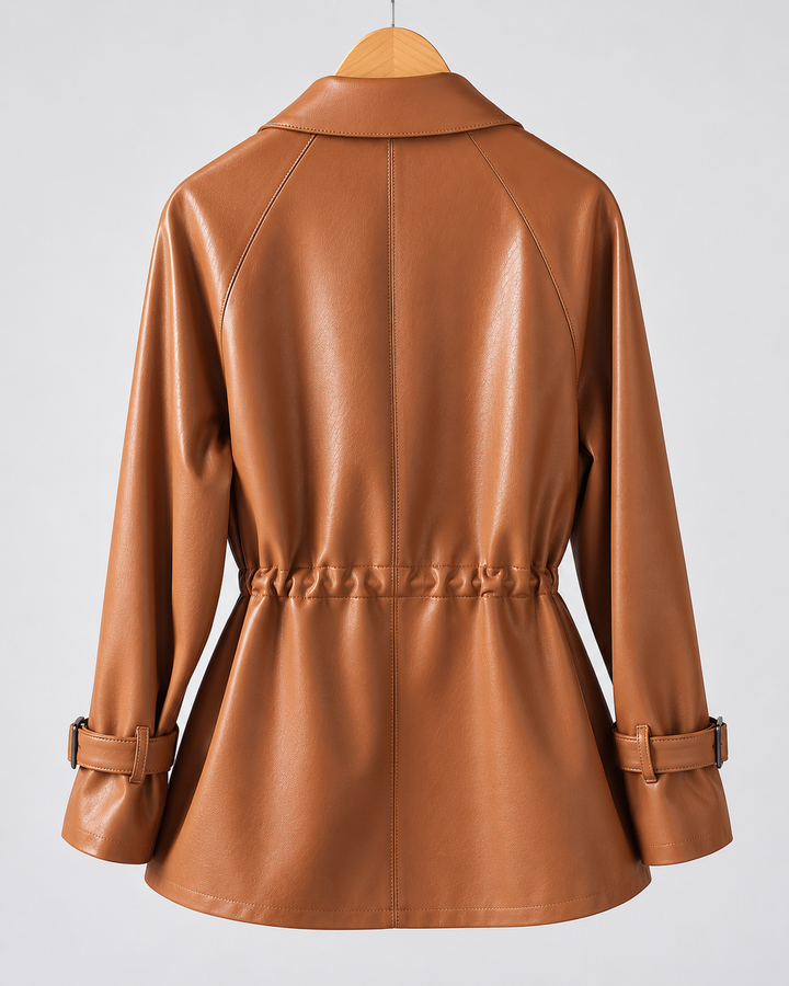 Valeria Genuine Leather Drawstring Jacket