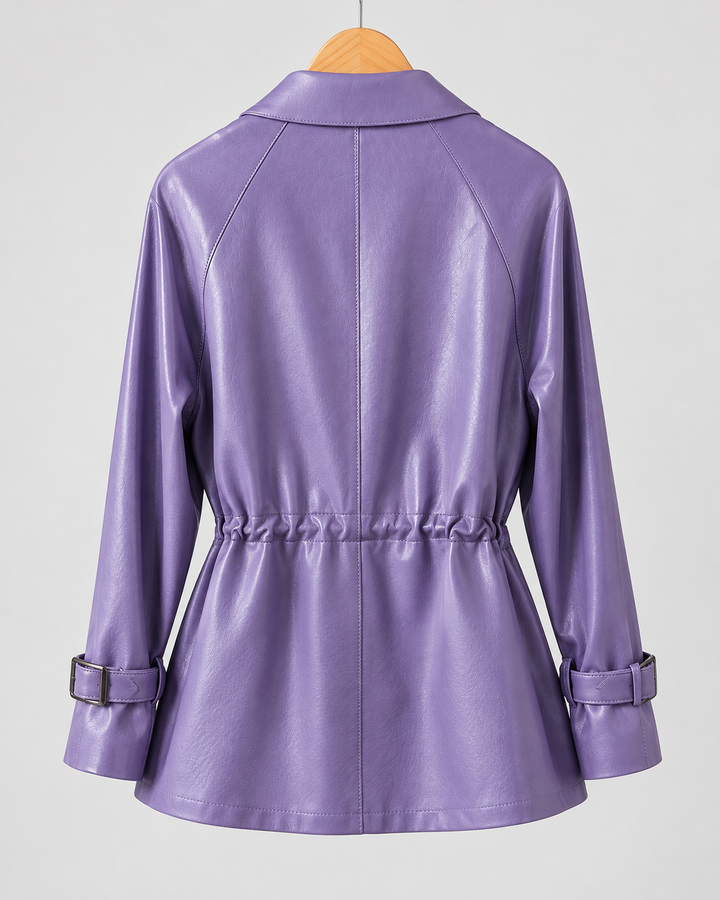 Valeria Genuine Leather Drawstring Jacket