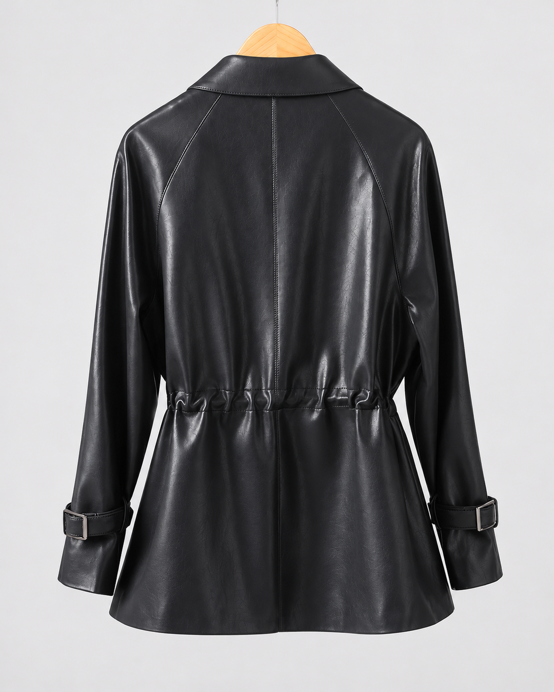 Valeria Genuine Leather Drawstring Jacket