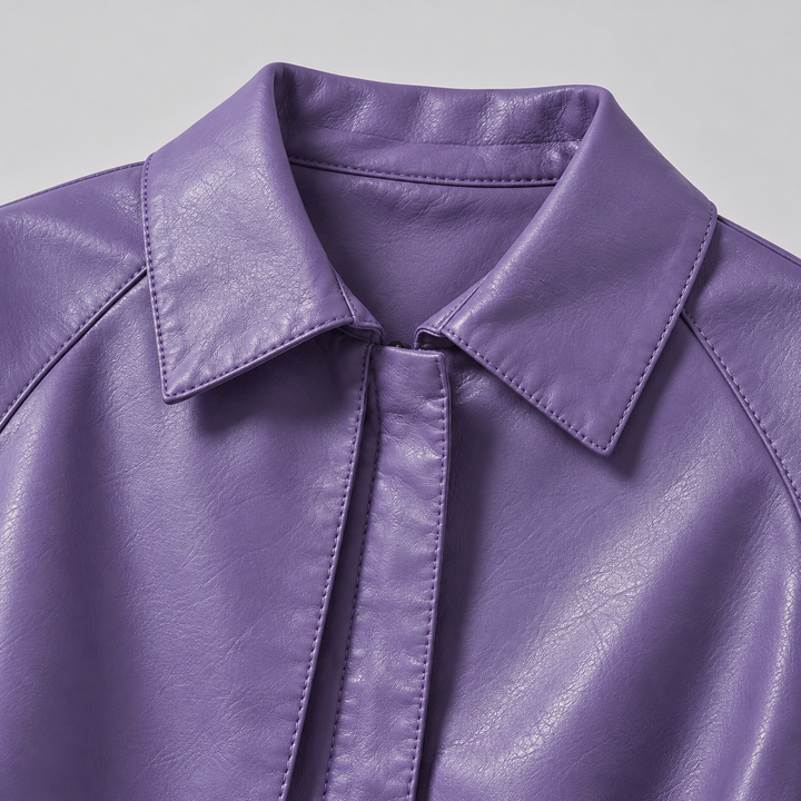 Valeria Genuine Leather Drawstring Jacket