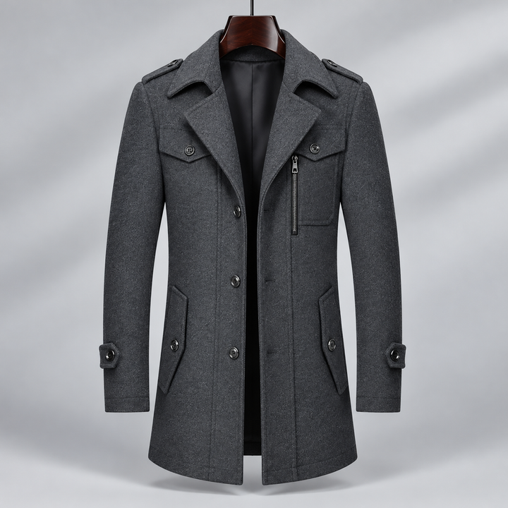 Aurelio Wool Button-Up Overcoat