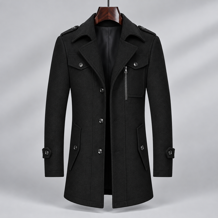 Aurelio Wool Button-Up Overcoat