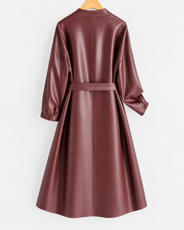 Vittoria Belted Leather Wrap Coat
