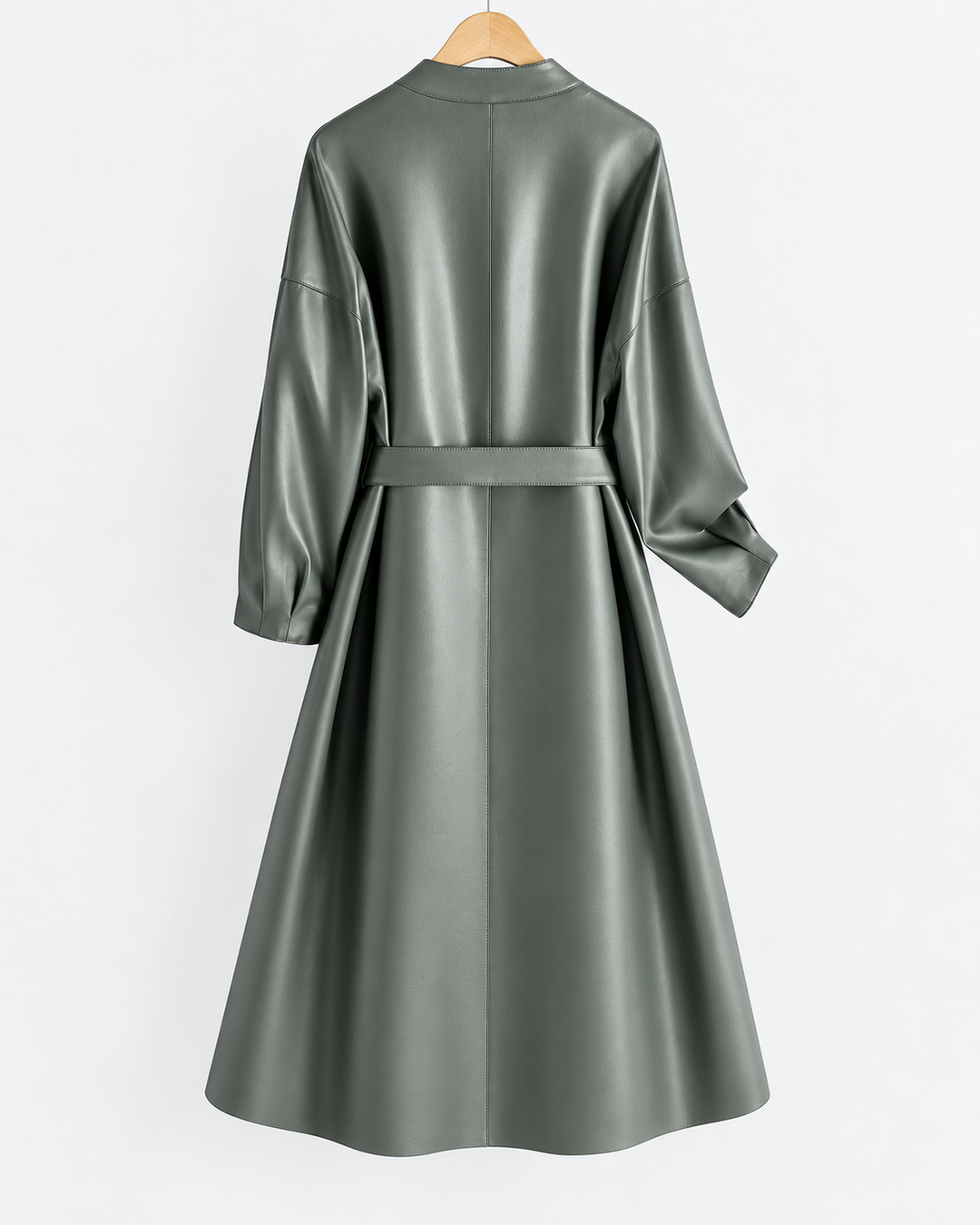 Vittoria Belted Leather Wrap Coat