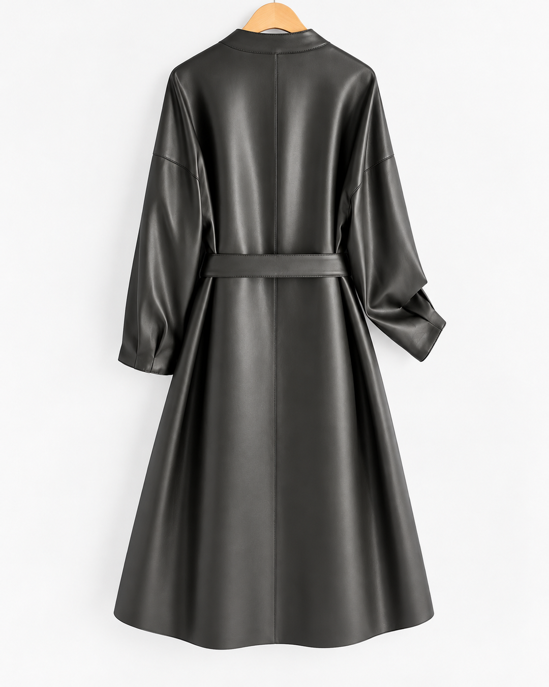Vittoria Belted Leather Wrap Coat