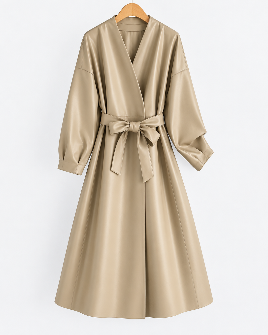 Vittoria Belted Leather Wrap Coat