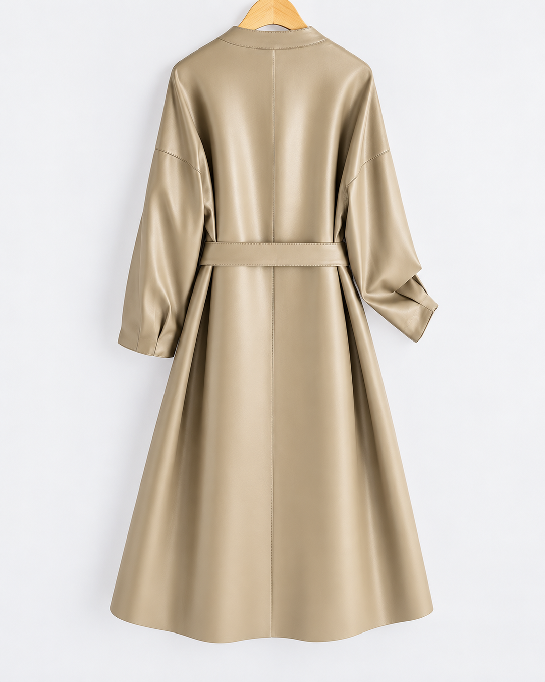 Vittoria Belted Leather Wrap Coat