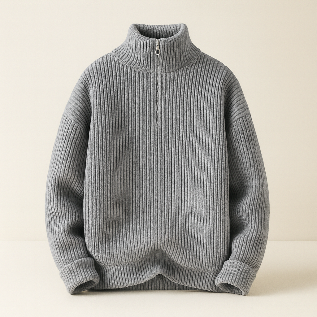 Men's Wool Quarter-Zip Sweater | Savoni