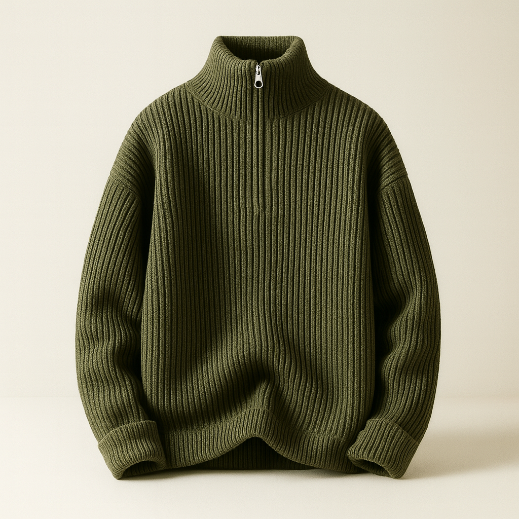 Men's Wool Quarter-Zip Sweater | Savoni