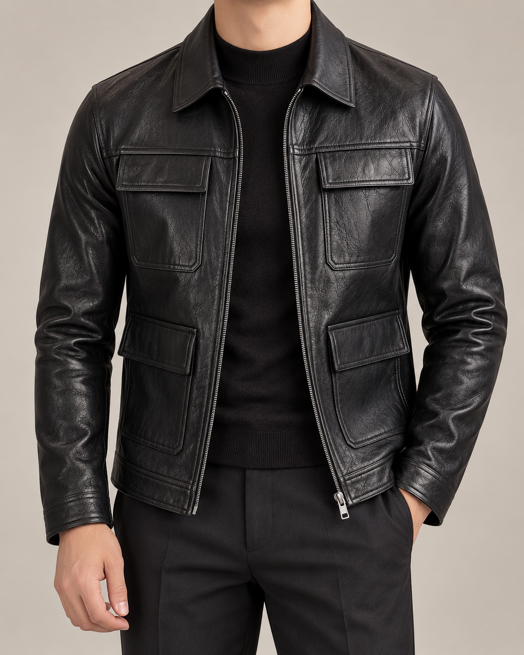 Sullivan Leather Zip-Up Jacket
