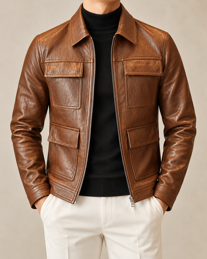 Sullivan Leather Zip-Up Jacket
