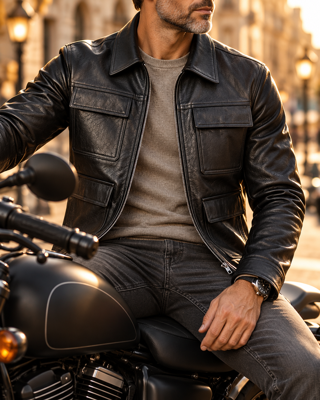 Sullivan Leather Zip-Up Jacket