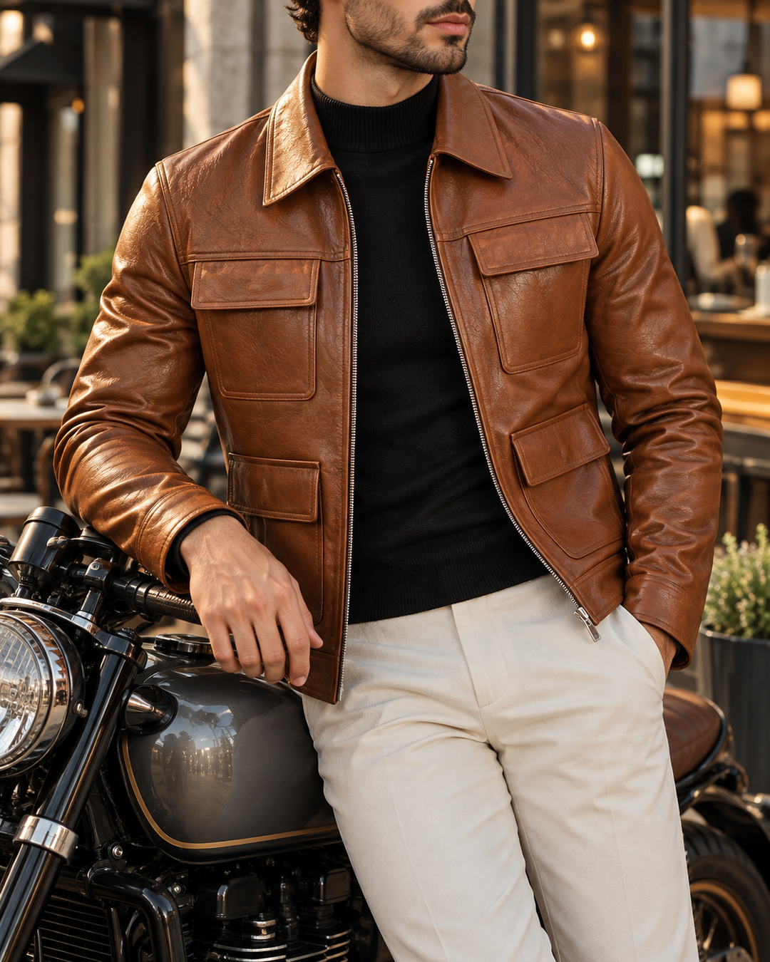 Sullivan Leather Zip-Up Jacket