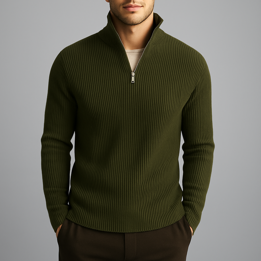 Men's Merino Wool Ribbed Turtleneck Sweater | Savoni