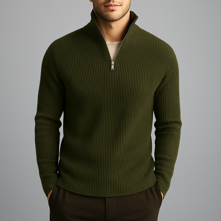 Men's Merino Wool Ribbed Turtleneck Sweater | Savoni