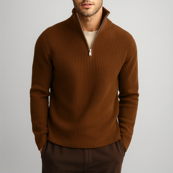 Men's Merino Wool Ribbed Turtleneck Sweater | Savoni