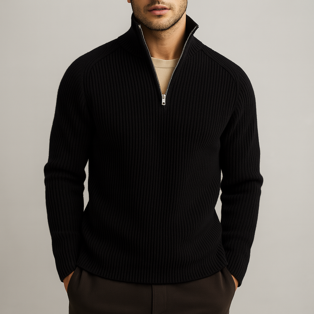 Men's Merino Wool Ribbed Turtleneck Sweater | Savoni