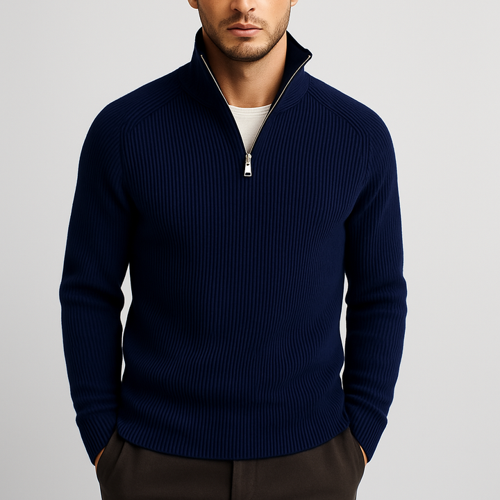 Men's Merino Wool Ribbed Turtleneck Sweater | Savoni