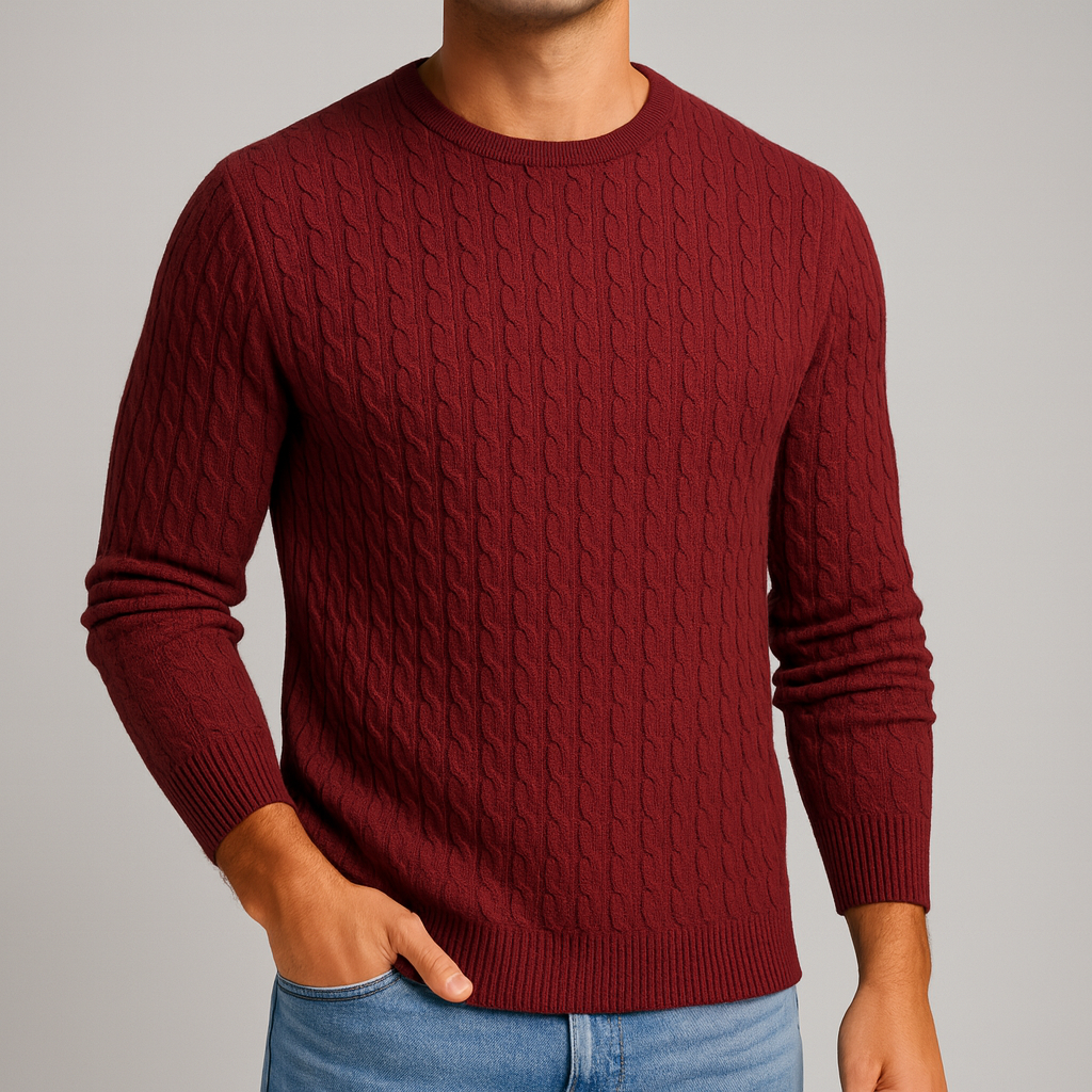 Men's Merino Wool Ribbed Crewneck Sweater | Savoni