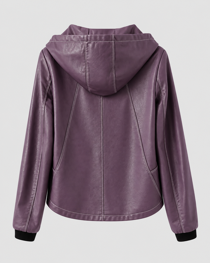 Milana Genuine Leather Hooded Jacket